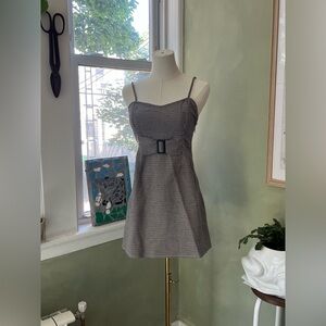 Plaid woven mini dress